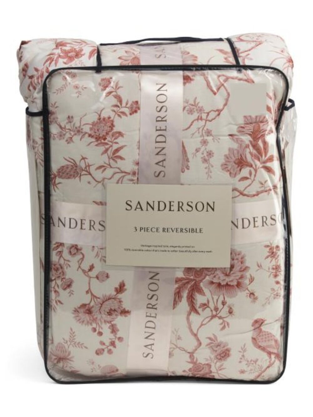 SANDERSON 3pc Cotton Percale Toile Reversible Comforter Set